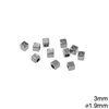 Brass Cube Bead 3mm with Hole 1.9mm 