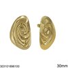 Stainless Steel Stud Earrings Oval Spiral 30mm