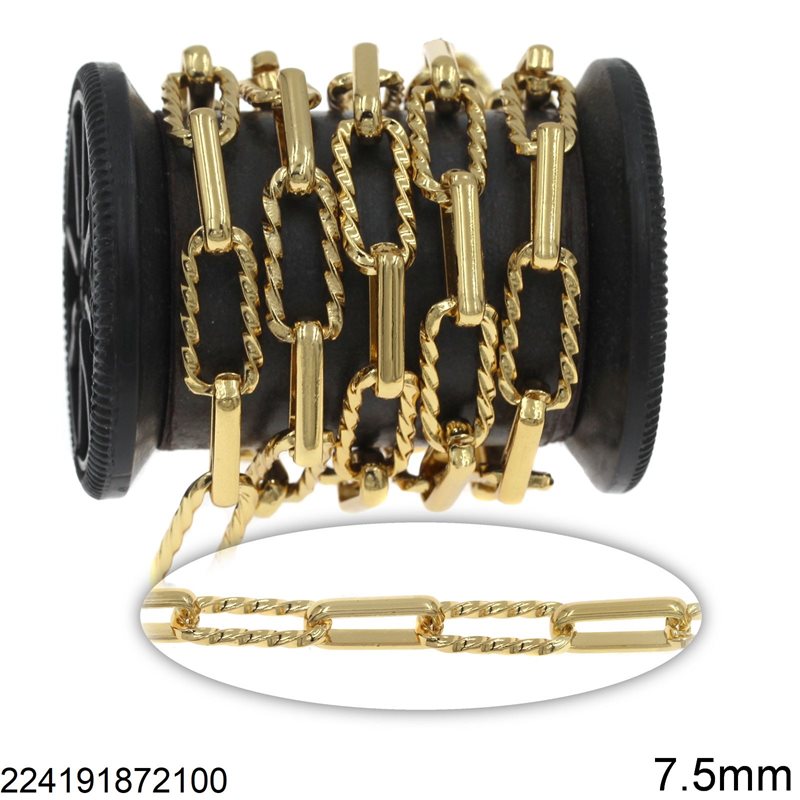 Stainless Steel Oval Twisted Link Chain 17x7.5x2mm and Oval Link 15x6x2.7mm