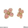 Stainless Steel Stud Earrings Flower with Enamel 25mm