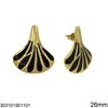 Stainless Steel Stud Earrings Fan with Enamel 26mm
