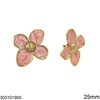 Stainless Steel Stud Earrings Flower with Enamel 25mm
