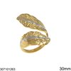 Stainless Steel Ring Leaves 30mm