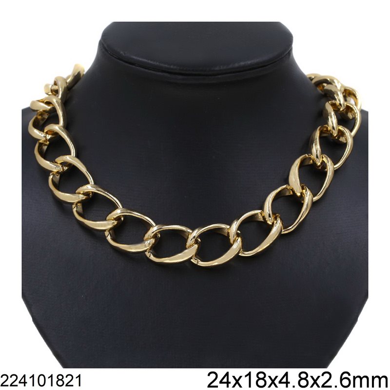 Aluminium Gourmette Chain 24x18x4.8x2.6mm, Gold color