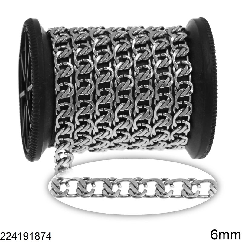 Stainless Steel Gourmette Chain with Link 6mm