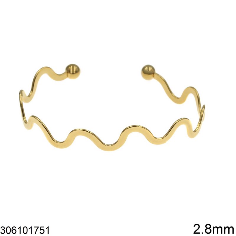 Stainless Steel Arm Bracelet Wavy 2.8mm