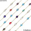 Stainless Steel Chain with Glass Faceted Tube Bead 5.5x5mm