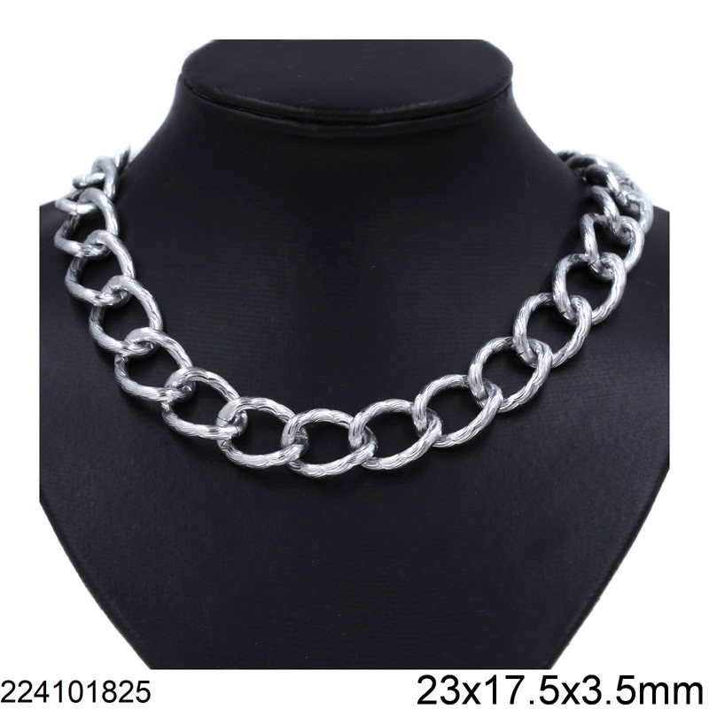 Aluminium Gourmette Chain Line Textured 23x17.5x3.5mm