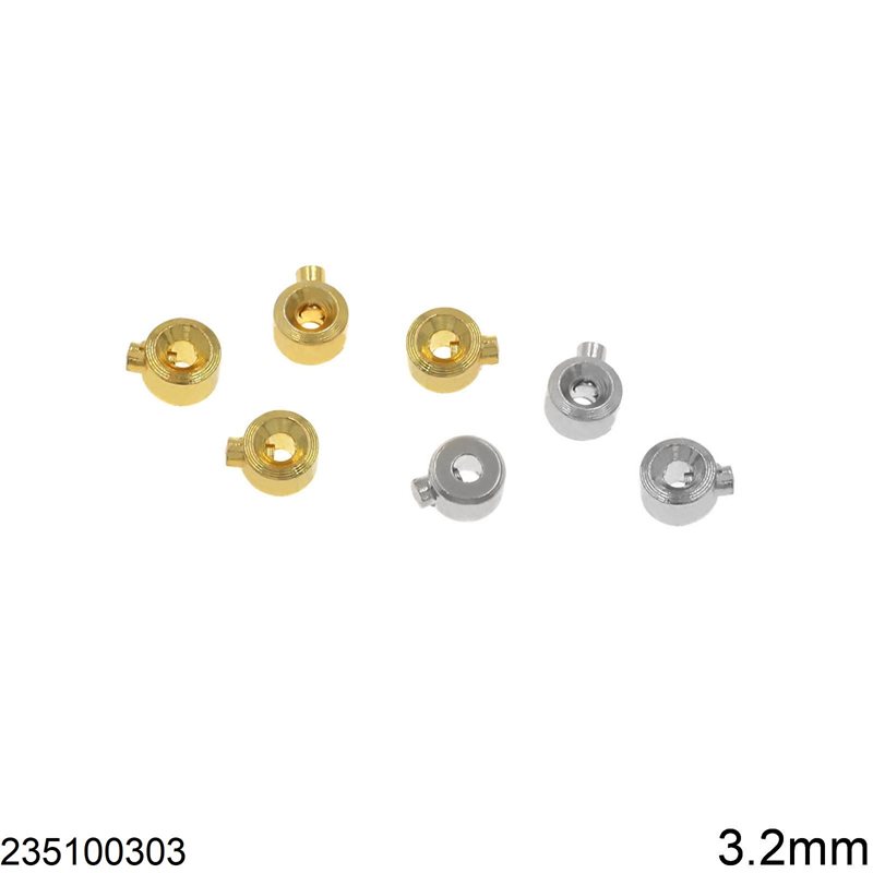 Στοπάκι Μπρούτζινο Μηχανικό 3.2mm με Τρύπα 1.2mm για Σύρμα/Κορδόνι