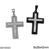 Stainless Steel Pendant Double Cross 8x28x42mm