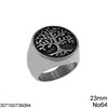 Stainless Steel Embossed Ring Tree of Life 23mm