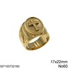 Stainless Steel Male Ring Oval Plate with Cross 17x22mm