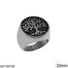 Stainless Steel Embossed Ring Tree of Life 23mm