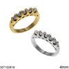 Stainless Steel Ring with Zircon 4mm