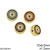 Stainless Steel Round Flat Evil Eye Bead Two Sided with Enamel 12mm