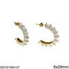 Stainless Steel Stud Earrings with Enamel 6x28mm