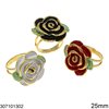 Stainless Steel Ring Rose with Enamel 25mm