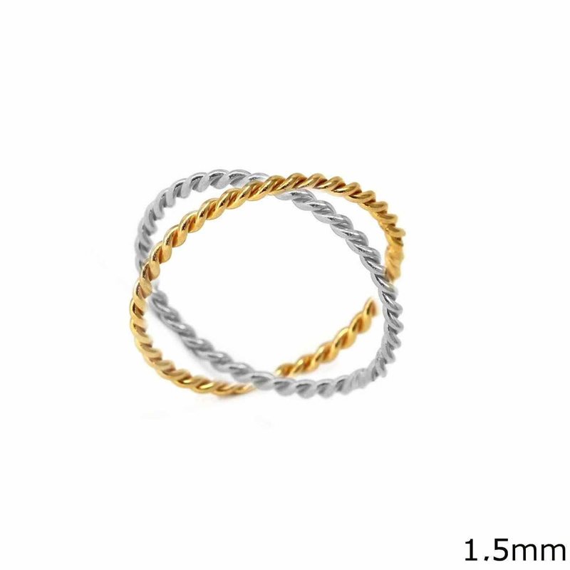 Silver 925 Twisted Ring 1.5mm 