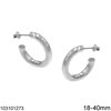 Silver 925 Stud Earrings Shine Finish Hoop 18-40mm
