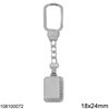 Silver 925 Finished Keychain Striped 18x24mm