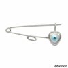 Silver 925 Safety Pin Heart 28mm