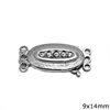 Silver 925 Oval Triple Clasp 9x14mm