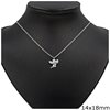 Silver 925 Necklace Angel with Zircon 14x18mm