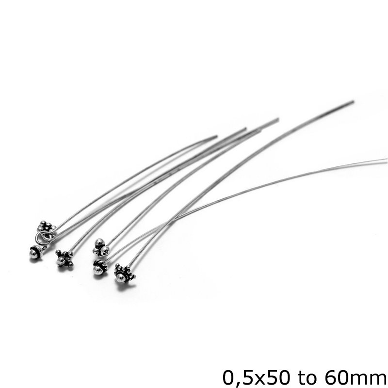 Γράνα Ασημένια 925 Οξυντέ 0.5x50-60mm με Μοτίφ