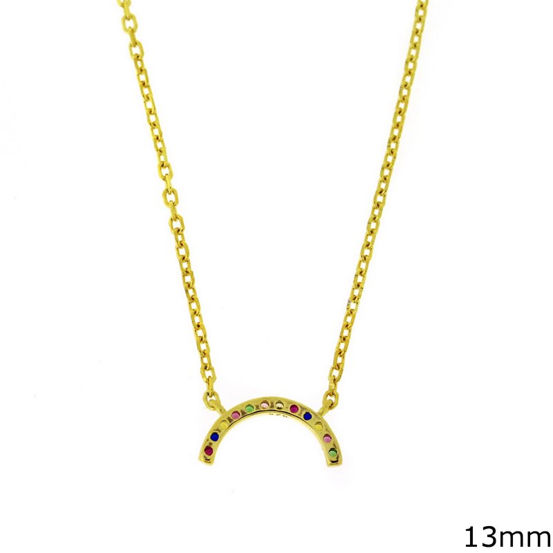 Silver 925 Necklace Half Circle with zircon 13mm