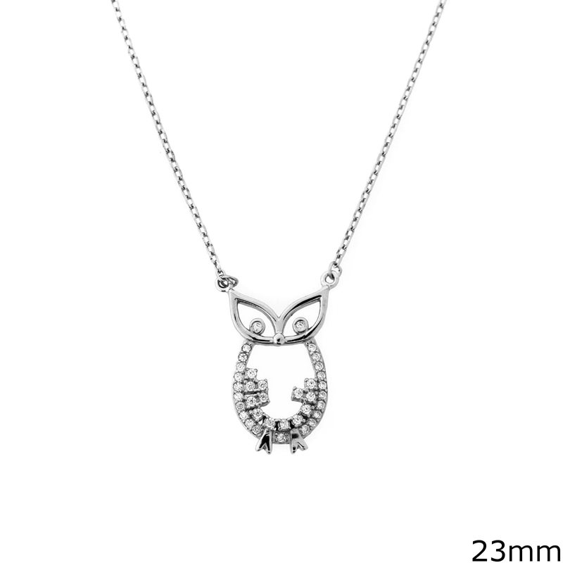 Silver 925 Necklace Owl with zircon 23mm