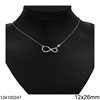 Silver 925 Necklace Infinity Symbol with Zircon 12x26mm