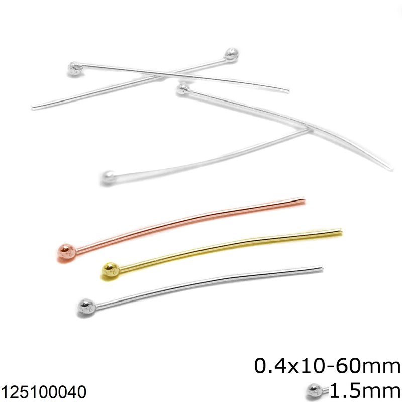 Γράνα Ασημένια 925  0.4x10-60mm με Μπίλια 1.3-1.5mm