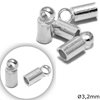 Silver 925 Barrel Cord End Cap with hole 3.2mm and Loop