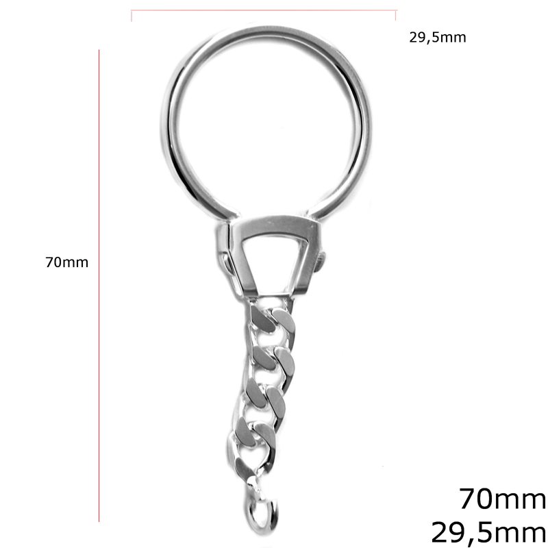 Silver 925 Finished Keychain 6.8gr 70mm