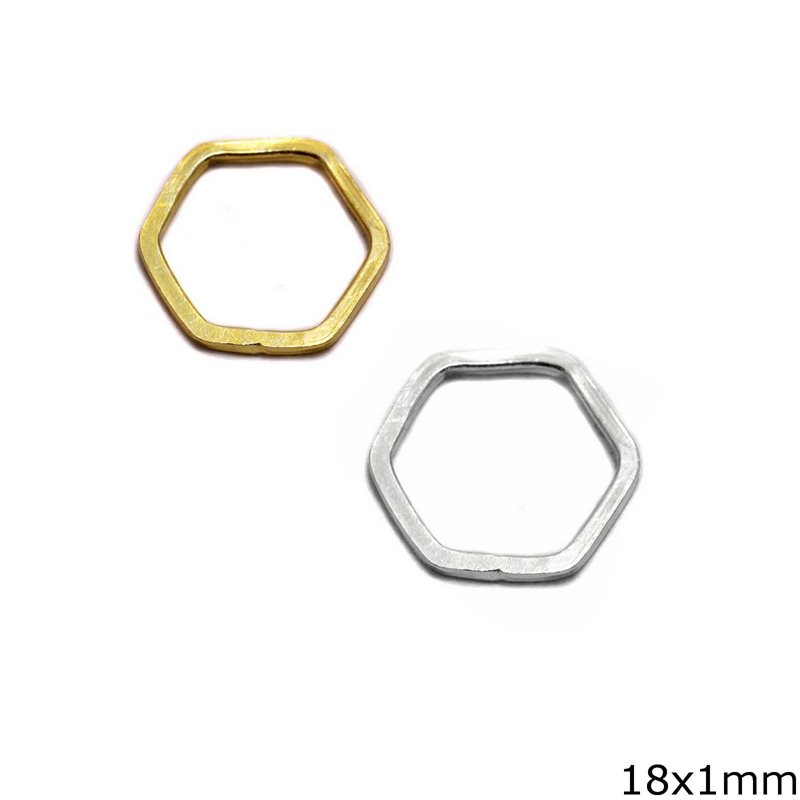 Silver 925 Hexagon Finding 18x1mm