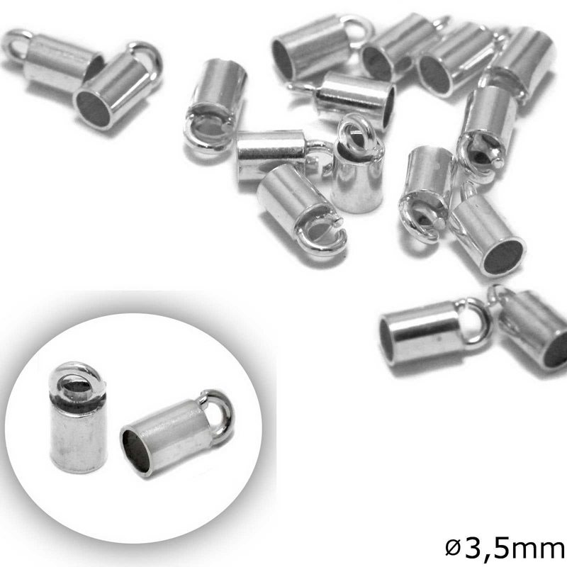 Silver 925 Tube End Cap with hole 3,5mm