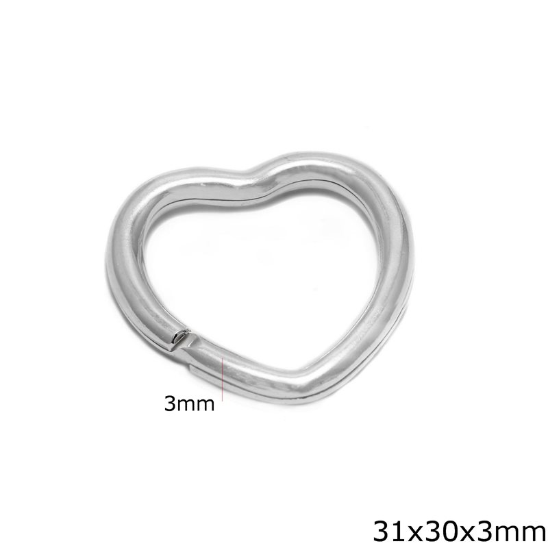 Silver 925 Split Ring Heart 31x30x3mm