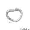 Silver 925 Split Ring Heart 31x30x3mm