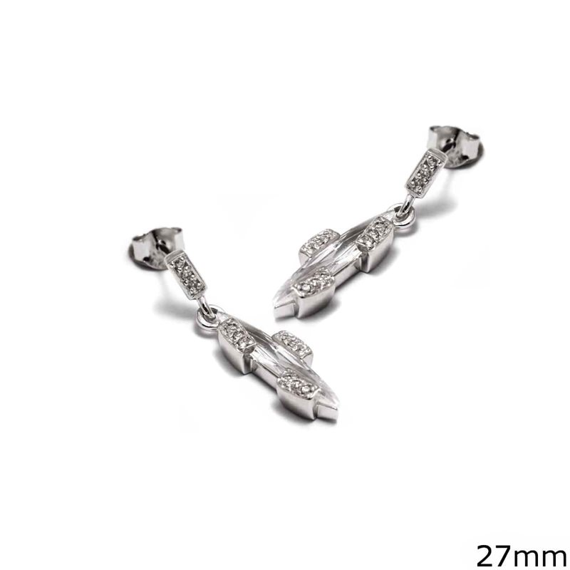 Silver 925 Earrings with zircon 27mm