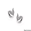 Silver 925 Hoop Earrings with Shark's Tail 2x11mm