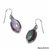 Silver 925 Earrings with Navette Semi Precious Stone 6x12mm
