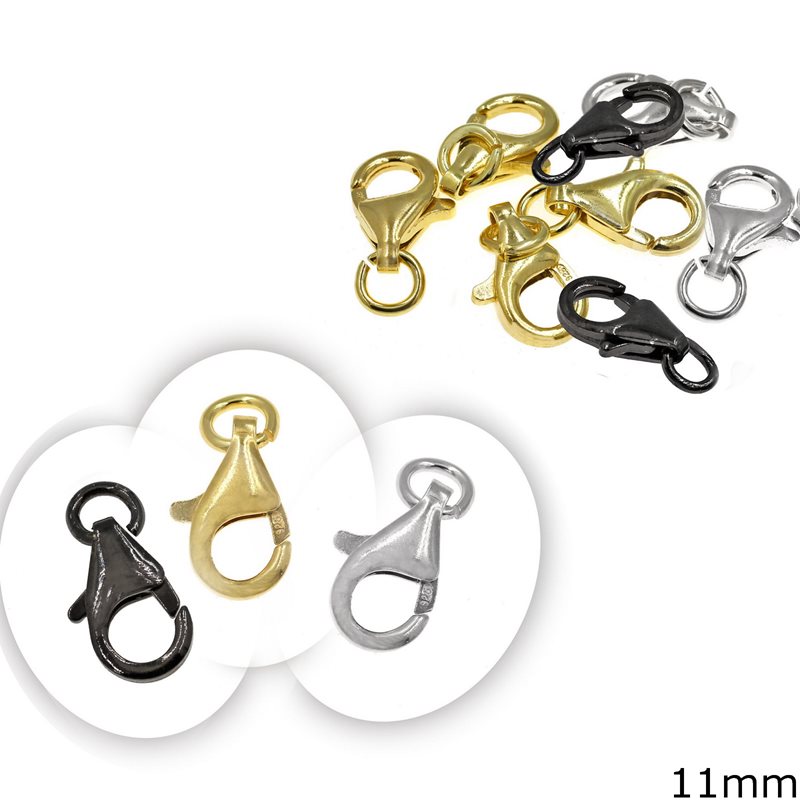 Silver 925 Lobster Claw Clasp 11mm (16pcs/10gr)