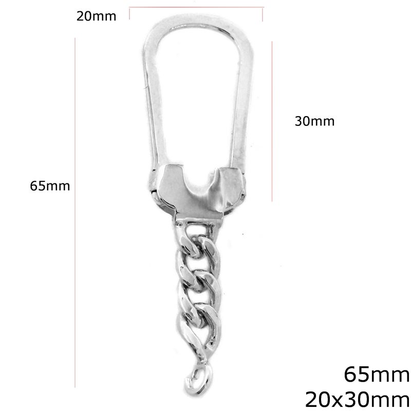 Silver 925 Finished Keychain  65mm