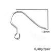 Silver 925 Earring Hook 16mm Thickness 0,8mm 0,40gr/pair 