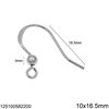Silver 925 Earring Hook 16.5mm Thickness 1mm 0.43gr/pair Ball 3mm