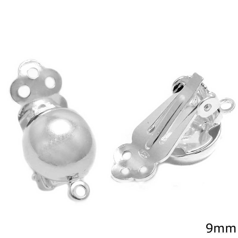 Silver 925 Ear Clip with Ball and Loop 9mm