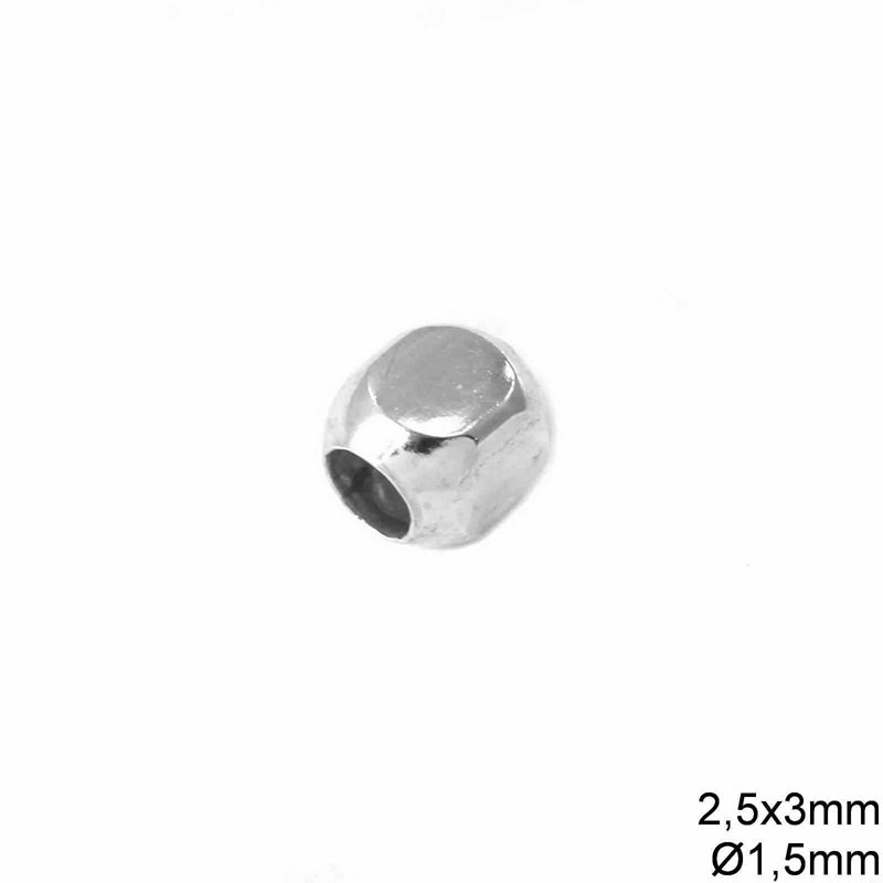 Silver 925 Bead 2,5x3mm Hole 1,5mm
