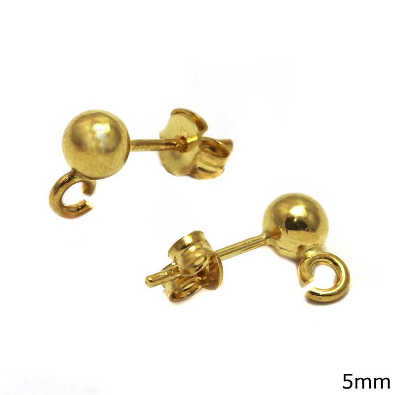 Silver 925 Stud Earring with Ball and Loop 5mm