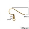 Silver 925 Earring Hook 17mm Thickness 0.5mm 0,60gr/pair Ball 3mm