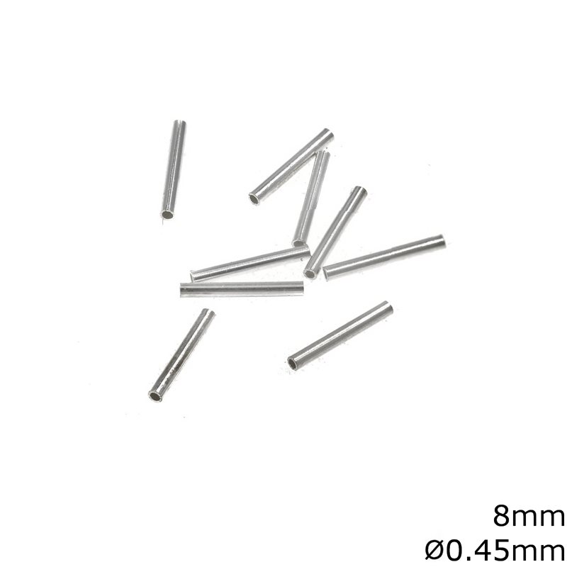 Silver 925 Tube Crimp Bead 0,45mm with Loop